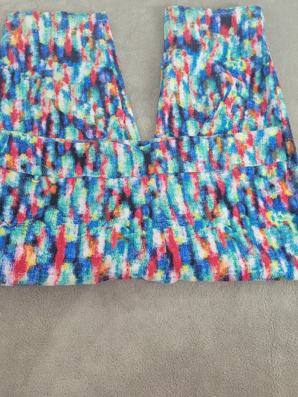 DFA New York Womens 22W Capri Pants Multicolor Watercolor Elastic Waist WAT58E